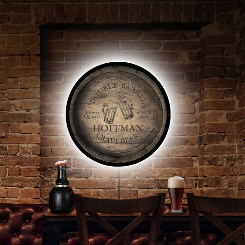 Rustic Craft Beer Barrel LED Sign