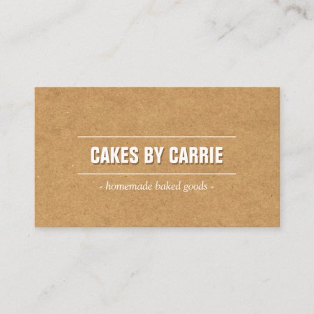 Rustic Craft Cardboard Bakery/catering/chef Business Card