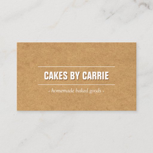 Customizable Rustic Craft Cardboard Bakery/Catering/Chef Business Card Template