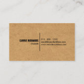 Rustic Craft Cardboard II Bakery/Catering/Chef Business Card (Back)