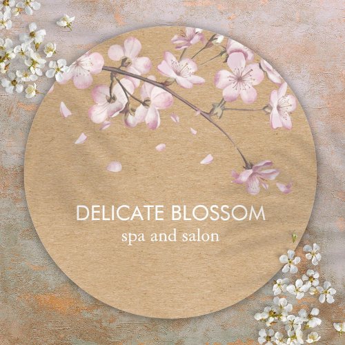Rustic Craft Delicate Pink Blossom Classic Round Sticker