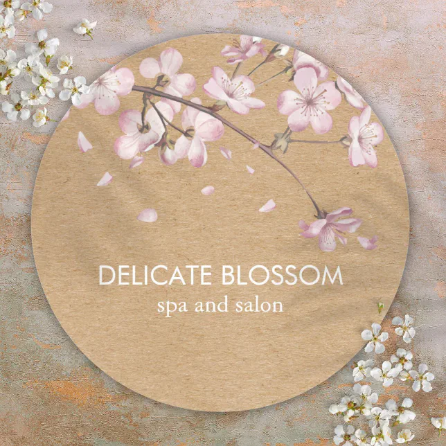 Rustic Craft Delicate Pink Blossom Classic Round Sticker | Zazzle