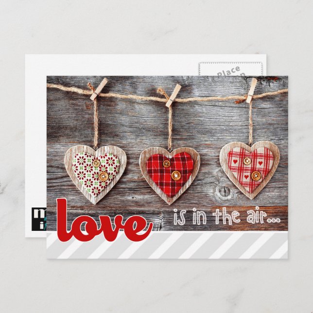 Rustic Craft Hearts Valentine's Day Postcards (Front/Back)