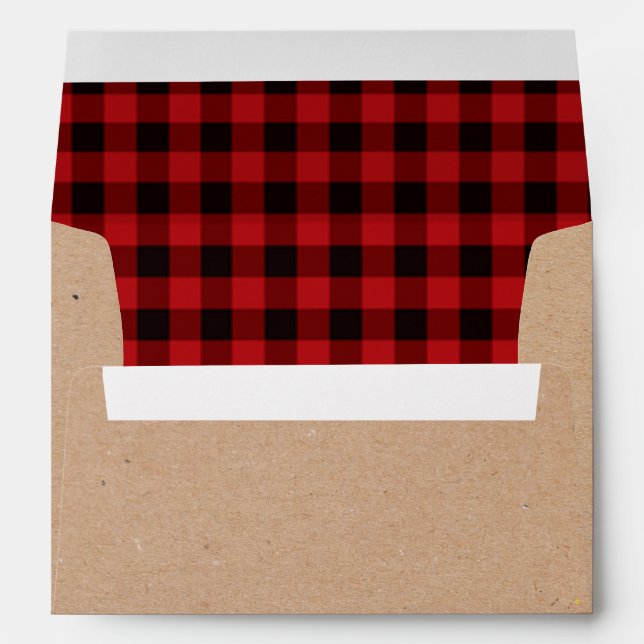 Rustic Craft Paper and Plaid Holiday Envelopes (Back (Bottom))