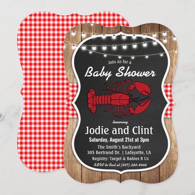 Rustic Crawfish Boil Baby Shower Invitation (Front/Back)