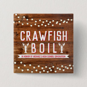 Rustic Crawfish Boil Graduation Party Button