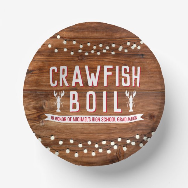 Rustic Crawfish Boil Graduation Party Paper Bowls (Front)