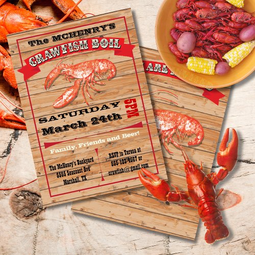 Rustic Crawfish Boil Party Poster Invitations