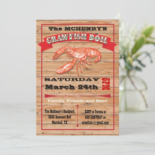 Rustic Crawfish Boil Party Poster Invitations | Zazzle