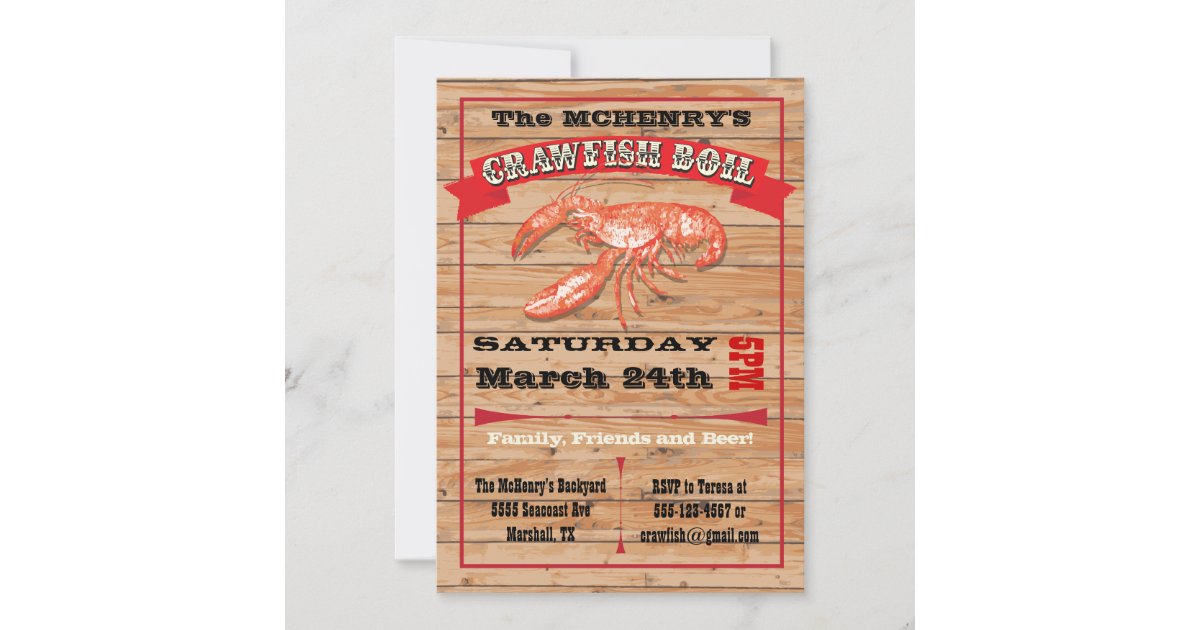 Rustic Crawfish Boil Party Poster Invitations | Zazzle