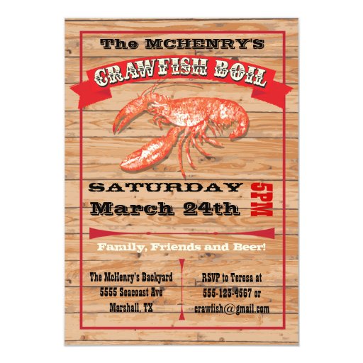 Rustic Crawfish Boil Party Poster Invitations | Zazzle