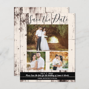 Rustic Cream Barn Wood Wedding Photo Save the Date
