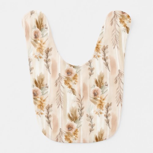 Rustic Cream Boho Floral Baby Bib
