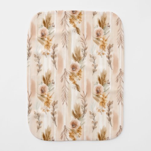 Rustic Cream Boho Floral Baby Burp Cloth