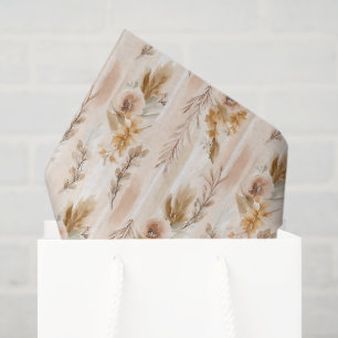 Rustic Cream Boho Floral Birthday Tissue Paper