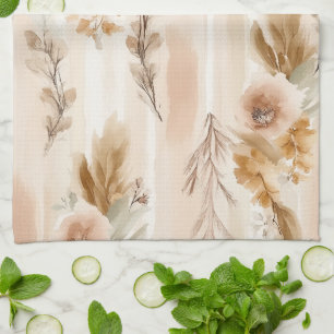 Rustic Cream Boho Floral Kitchen Towel