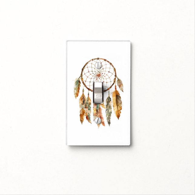 Rustic Cream Boho Floral Light Switch Cover (In Situ)