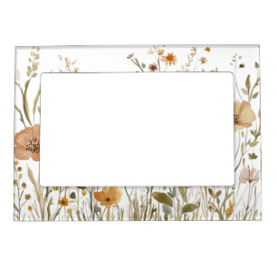 Rustic Cream Boho Floral Magnetic Frame