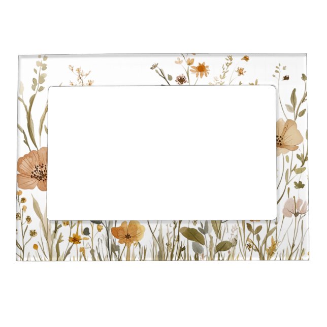 Rustic Cream Boho Floral Magnetic Frame (Front)