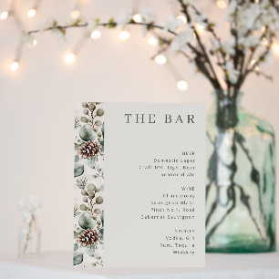 Rustic Cream Botanical Bar Menu Foam Board