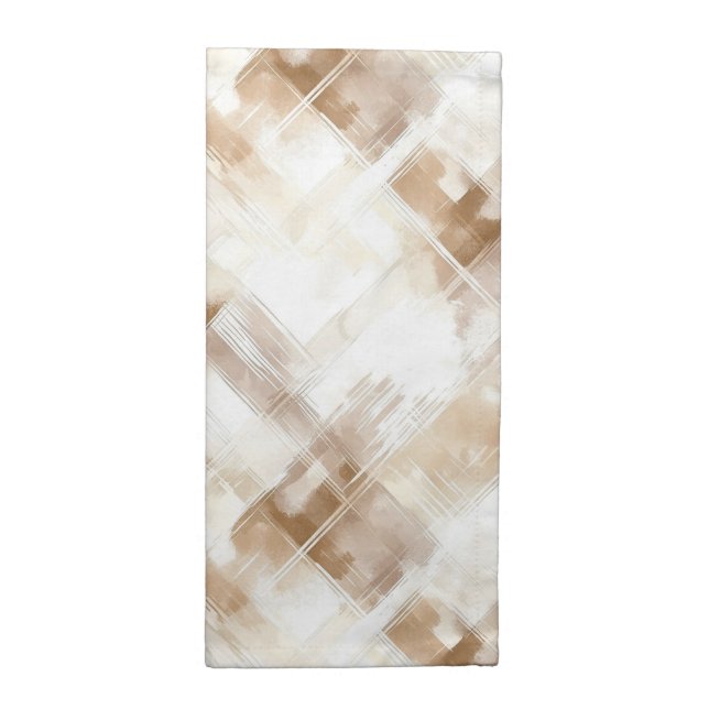Rustic Cream Brown Stripes Bridal Shower Cloth Napkin (Half Fold)