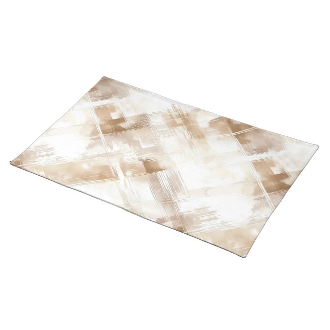 Rustic Cream Brown Stripes Bridal Shower Cloth Placemat (On Table)