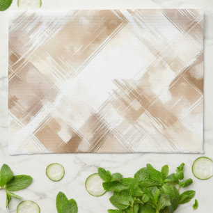 Rustic Cream Brown Stripes Bridal Shower Kitchen Towel