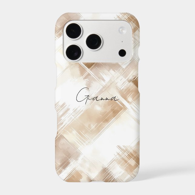 Rustic Cream Brown Stripes Case-Mate iPhone Case (Back)