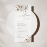 Rustic Cream Floral Wedding Menu Card<br><div class="desc">Elegant cream floral wedding menu card.</div>