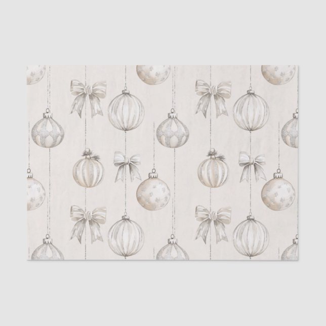Rustic Cream Snowflakes Ornaments Christmas Tissue Paper (Front)