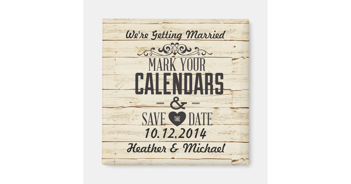 Rustic Cream Wood Save the Date Wedding Magnet | Zazzle