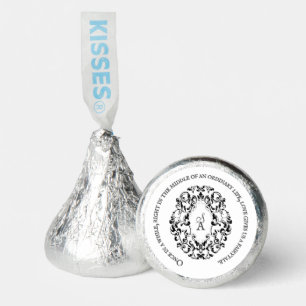 Rustic Crest Ivory Black Old Print Gothic Wedding Hershey®'s Kisses®