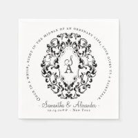 Rustic Crest Ivory Black Old Print Gothic Wedding