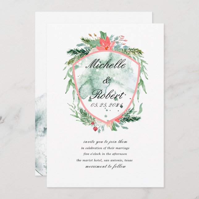 rustic crest monogram Wedding Invitation (Front/Back)