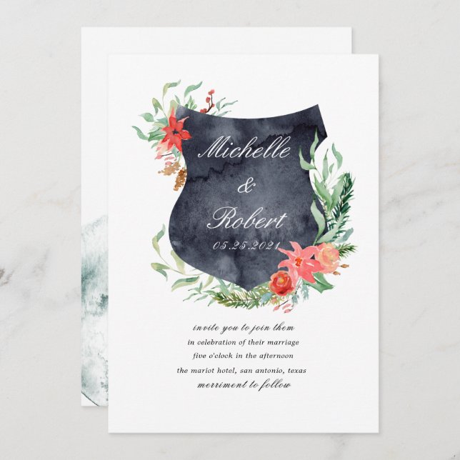 rustic crest monogram Wedding Invitation (Front/Back)