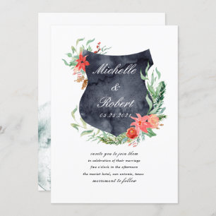 rustic crest monogram Wedding Invitation