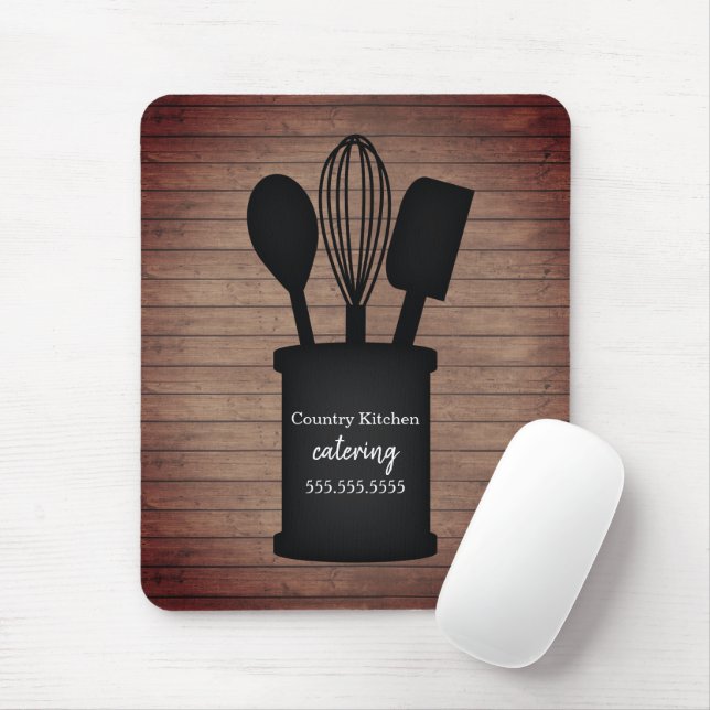 Rustic Crock Wood Caterer Restaurant Food Mouse Pad (With Mouse)