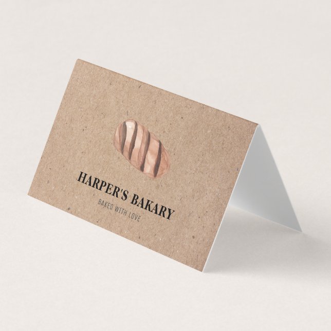 Rustic Croissant Logo Tent Bakery  Business Card (Front)