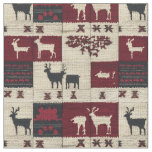 Rustic Cross-Stitch Patchwork | Folk Holiday Motif Fabric