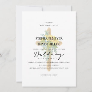 Rustic Cross Sunflowers & Eucalyptus White Wedding Invitation