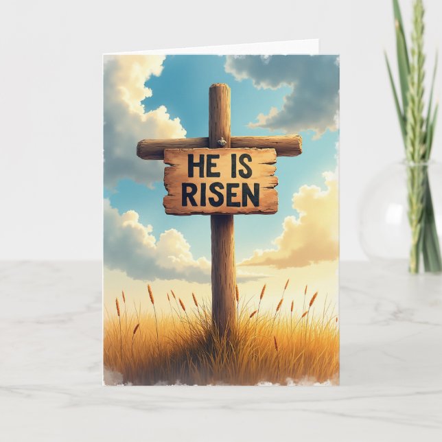 Rustic Cross Sunrise Greeting Card (Front)