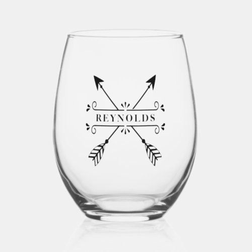 Rustic Crossed Arrows wName ID615 Stemless Wine Glass