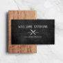 Rustic Crossed Fork Knife Logo Black Wood Business Card