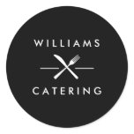 Rustic Crossed Fork Knife Logo Classic Round Sticker Rustic Crossed Fork Knife Logo Classic Round Sticker