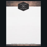 Rustic Crossed Fork Knife Logo Distressed Wood I Letterhead<br><div class="desc">Coordinates with the Rustic Crossed Fork Knife Logo Distressed Wood I Business Card Template by 1201AM. A vintage-style badge featuring a crossed fork and knife logo paired with your name or business name becomes a unique brand mark on this personalized letterhead design. Set on a brown, distressed wood background image...</div>
