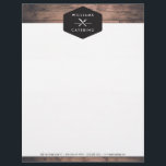 Rustic Crossed Fork Knife Logo Distressed Wood I Letterhead<br><div class="desc">Coordinates with the Rustic Crossed Fork Knife Logo Distressed Wood I Business Card Template by 1201AM. A vintage-style badge featuring a crossed fork and knife logo paired with your name or business name becomes a unique brand mark on this personalized letterhead design. Set on a brown, distressed wood background image...</div>