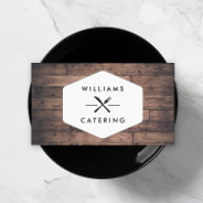 Rustic Crossed Fork Knife Logo Distressed Wood Ii Business Card at Zazzle