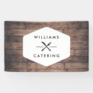 Rustic Crossed Fork Knife Logo II Catering Banner