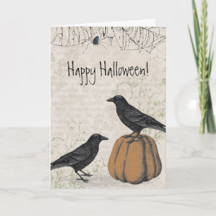 Rustic Crow Happy Halloween Card