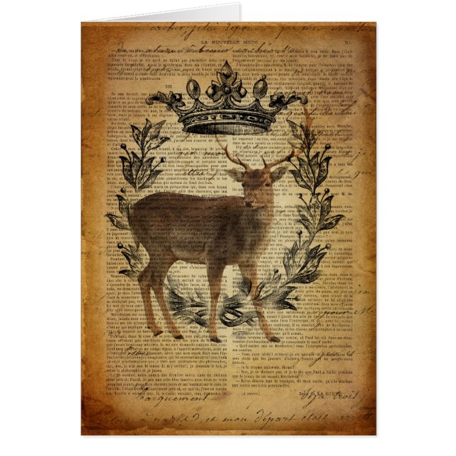 Rustic crown outdoorsman whitetail buck Deer Cards (Front)